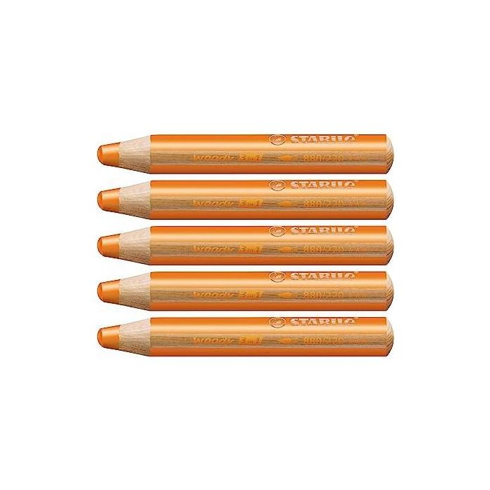 Stabilo lápices de colores woody 3 en 1 estuche de 5 naranja