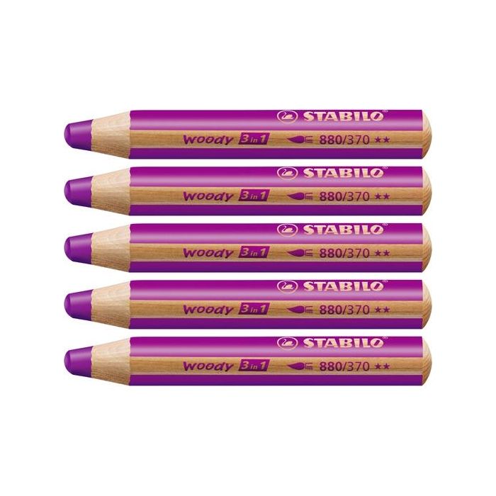 Stabilo lápices de colores woody 3 en 1 estuche de 5 lila