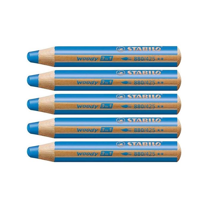 Stabilo lápices de colores woody 3 en 1 estuche de 5 azul