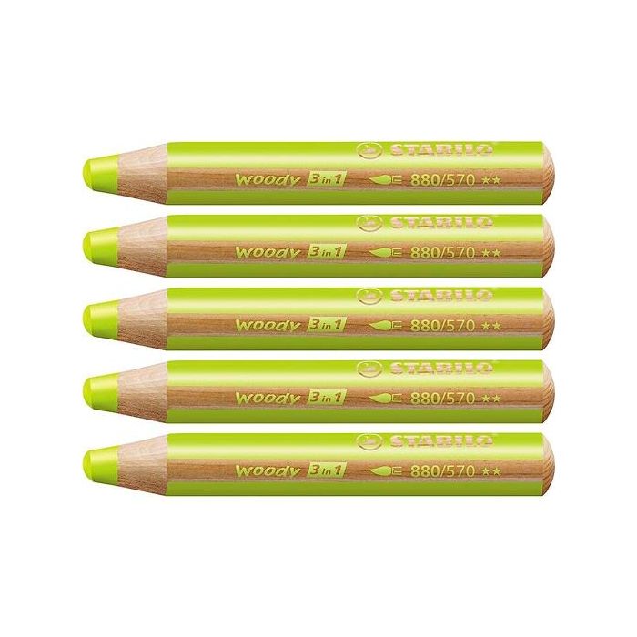 Stabilo lápices de colores woody 3 en 1 estuche de 5 verde hoja