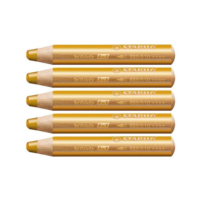 Stabilo lápices de colores woody 3 en 1 estuche de 5 oro