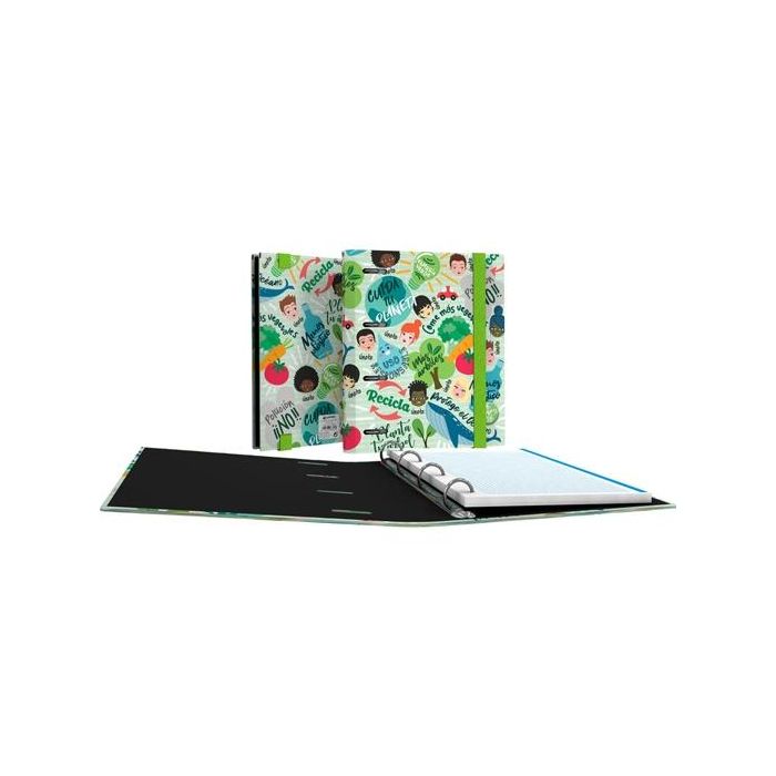 Grafoplás Carpebook 4 anillas redondas 25mm revolution green c/recambio 90h a5 cartón plastificado