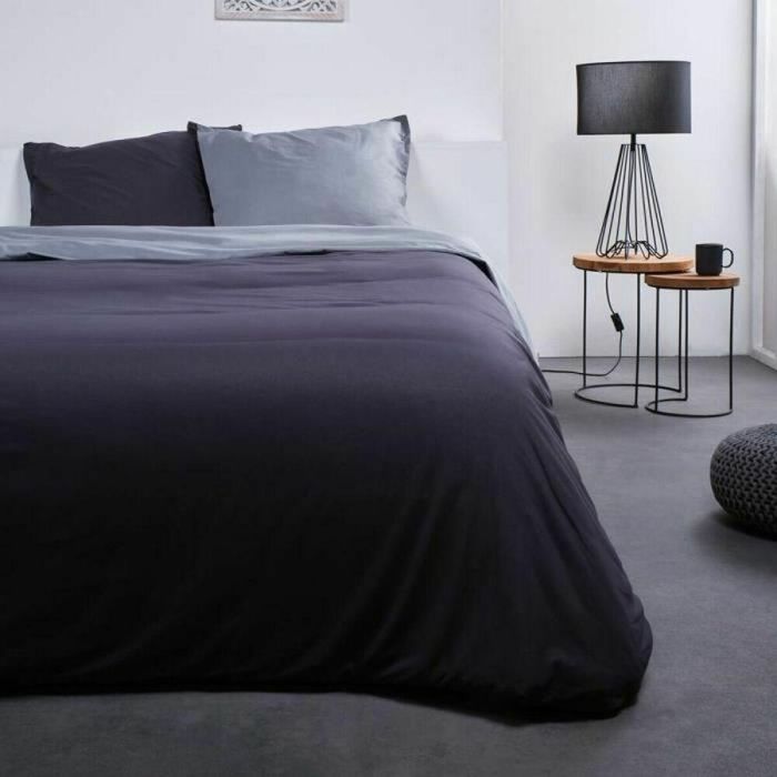 Today Juego de Cama 100% Algodón 57 hilos/cm² 240x260 cm Bicolor Gris Noa con 2 Fundas Almohada 65x65 cm