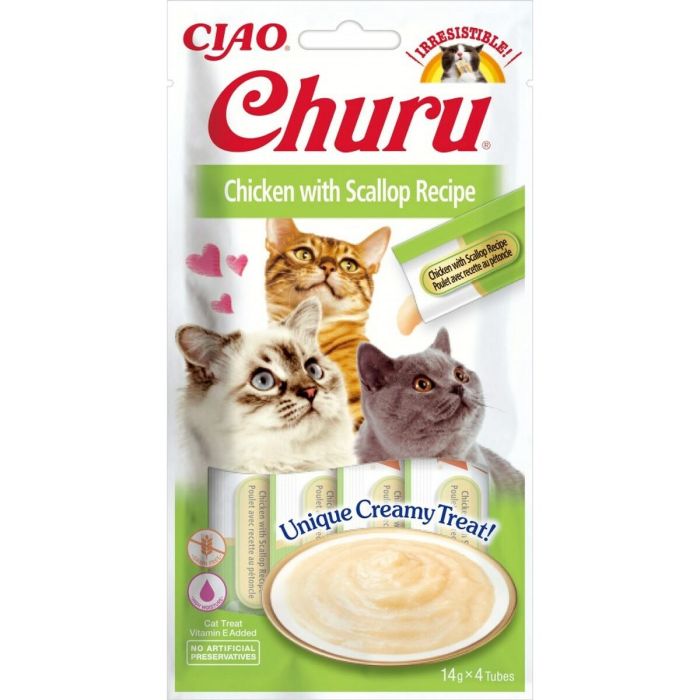 Snack para Gatos Inaba Churu 4 x 14 g Marisco Pollo Snack para Gatos Inaba Churu 4 x 14 g Marisco Pollo