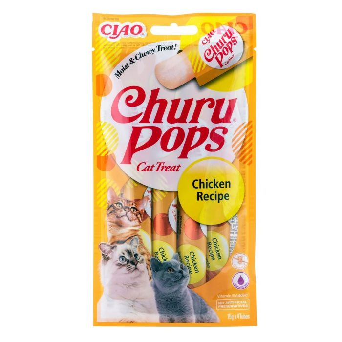 CHURU VET Churu Pops de Pollo 4 Sticks de 15g Snack para Perros y Gatos