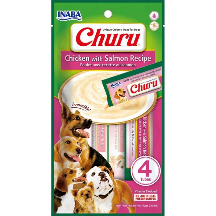 Snack para Perros Inaba INABA Churu Pollo con salmon Pollo Salmón Pescado 4 x 14 g Snack para Perros Inaba INABA Churu Pollo con salmon Pollo Salmón Pescado 4 x 14 g