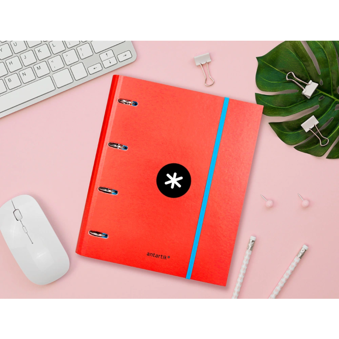 Antartik Carpeta con recambio A4 cuadro 5mm con solapa y 4 anillas 40mm, color rojo 12 Antartik Carpeta con recambio A4 cuadro 5mm con solapa y 4 anillas 40mm, color rojo 12