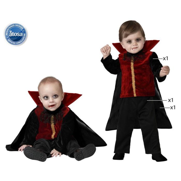 Disfraz Vampiro Bebe Niño Negro Y Rojo 6-12 Meses Disfraz Vampiro Bebe Niño Negro Y Rojo 6-12 Meses