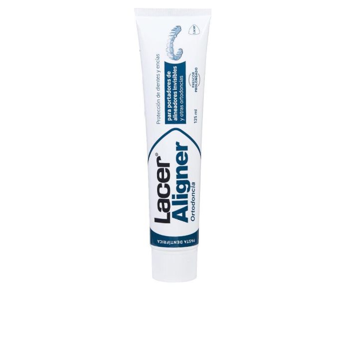 Lacer Aligner Pasta Dentífrica 125 ml - Para Ortodoncia Invisible, Sin Colorantes, Anticaries, Antiplaca, Antisarros, Sabor Menta, Sin Gluten