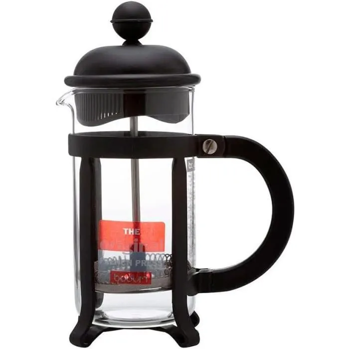 Bodum Cafetera de Prensa Francesa 1908-01 Negra Vidrio de Borosilicato Acero Inoxidable 2