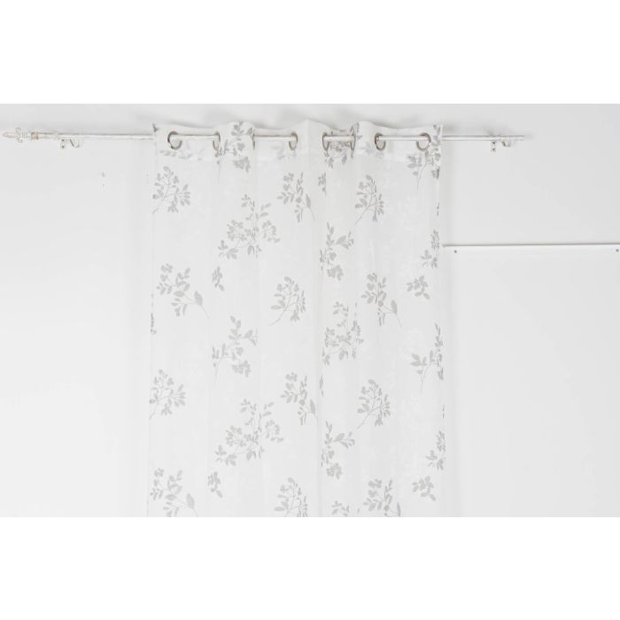 DKD Home Decor Cortina Visillo de Poliéster Estilo Shabby Gris Claro y Blanco con Hojas - Juego de 2 Unidades de 270cm Alto x 140cm Ancho 1 DKD Home Decor Cortina Visillo de Poliéster Estilo Shabby Gris Claro y Blanco con Hojas - Juego de 2 Unidades de 270cm Alto x 140cm Ancho 1