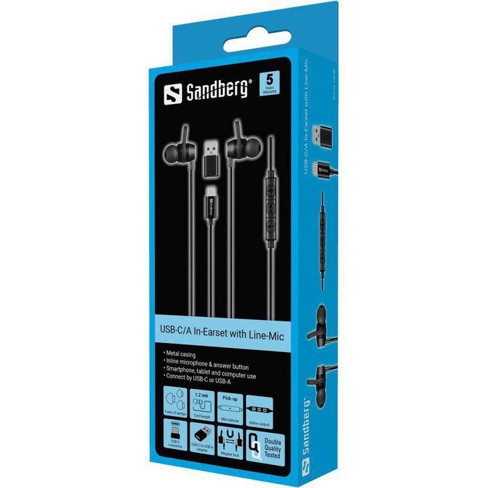 Sandberg USB-C/A In-Earset with Line-Mic 4 Sandberg USB-C/A In-Earset with Line-Mic 4