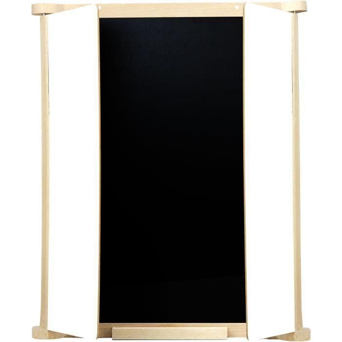 Tríptico Cuadro Mural en Madera Natural - JEUJURA - Persianas Centrales de Pizarra y Tiza/Fieltro, Accesorios Incluidos, 82x56 cm 2 Tríptico Cuadro Mural en Madera Natural - JEUJURA - Persianas Centrales de Pizarra y Tiza/Fieltro, Accesorios Incluidos, 82x56 cm 2