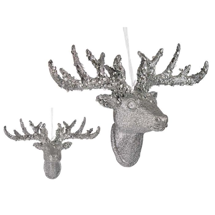Cabeza Reno Colgar Plata Krist+ 32 cm (24 Unidades) Cabeza Reno Colgar Plata Krist+ 32 cm (24 Unidades)