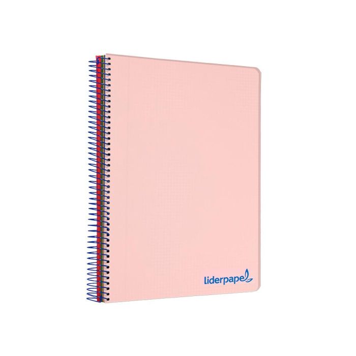 Cuaderno Espiral Liderpapel A4 Micro Wonder Tapa Plastico 120H 90 gr Cuadro 5 mm 5 Bandas 4 Taladros Color Rosa 1