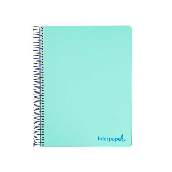 Cuaderno Espiral Liderpapel A4 Micro Wonder Tapa Plastico 120H 90 gr Cuadro 5 mm 5 Bandas 4 Taladros Color Verde 1