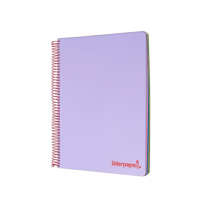 Cuaderno Espiral Liderpapel A4 Micro Wonder Tapa Plastico 120H 90 gr Cuadro 5 mm 5 Banda4 Taladros Color Lila 1