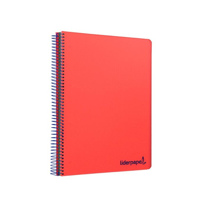 Cuaderno Espiral Liderpapel A4 Micro Wonder Tapa Plastico 120H 90 gr Cuadro 5 mm 5 Bandas 4 Taladros Color Rojo 1