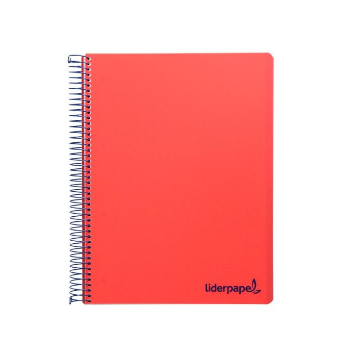 Cuaderno Espiral Liderpapel A4 Micro Wonder Tapa Plastico 120H 90 gr Cuadro 5 mm 5 Bandas 4 Taladros Color Rojo