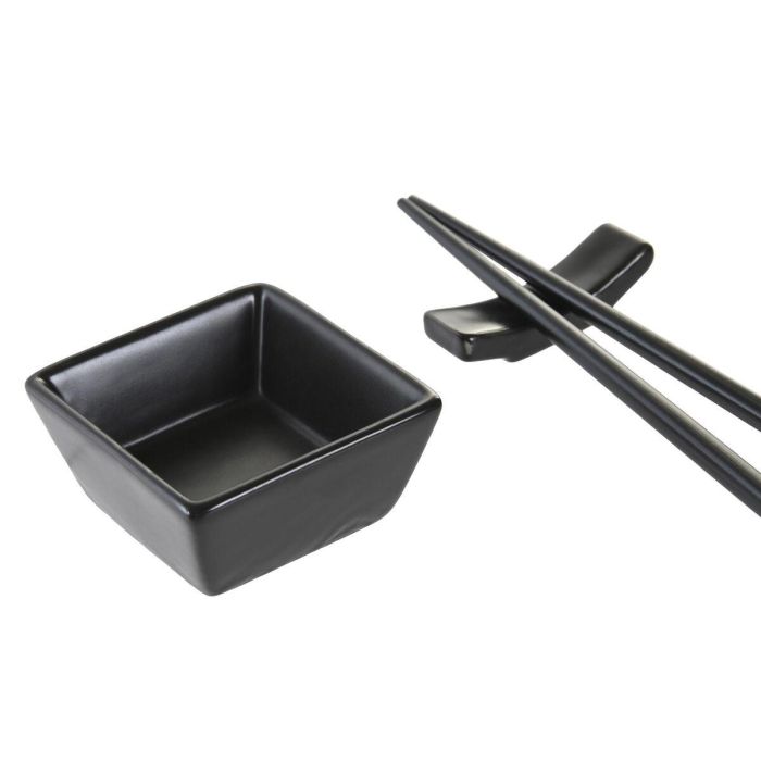 Set de Sushi DKD Home Decor Natural Negro Bambú Gres Oriental 2 Set de Sushi DKD Home Decor Natural Negro Bambú Gres Oriental 2