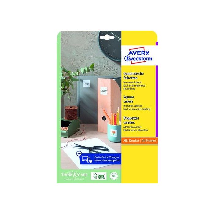 Etiquetas Adh.Impr.Avery Blanca Para Codigo Qr Caja 25H 35X35 Mm 875 Uds.(L7120)