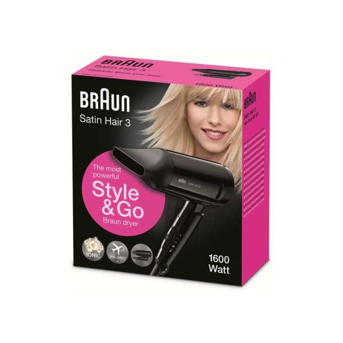 BRAUN - Secador de viaje plegable, 1600W, compacto para equipaje