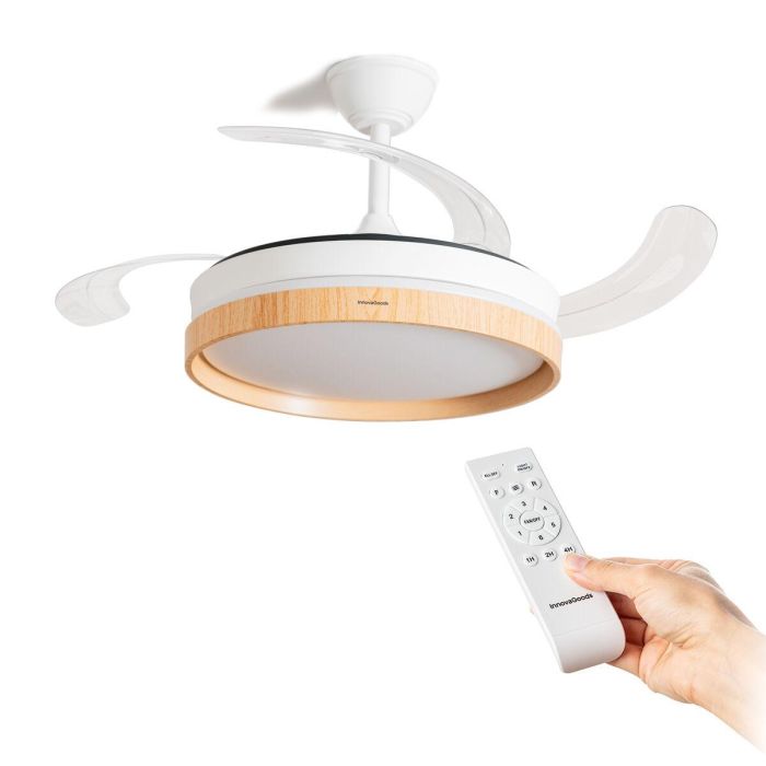 Ventilador de Techo con Luz LED y 4 Aspas Retráctiles Woteez InnovaGoods Madera 72 W Ø49-104 cm 3 Ventilador de Techo con Luz LED y 4 Aspas Retráctiles Woteez InnovaGoods Madera 72 W Ø49-104 cm 3
