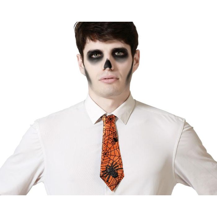 Corbata Naranja Con Motivos De Araña Halloween Hombre Adulto