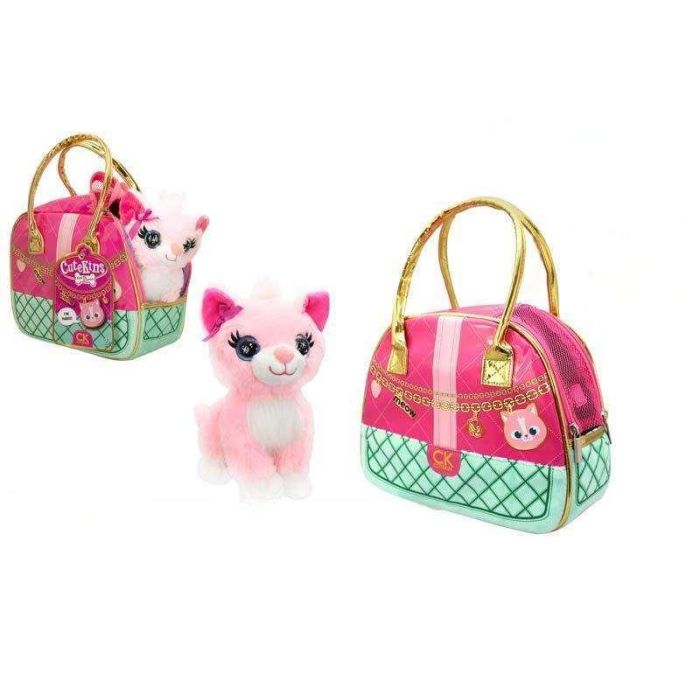 Peluche cutekins gatito con bolso de diseño 19x20x14 cm