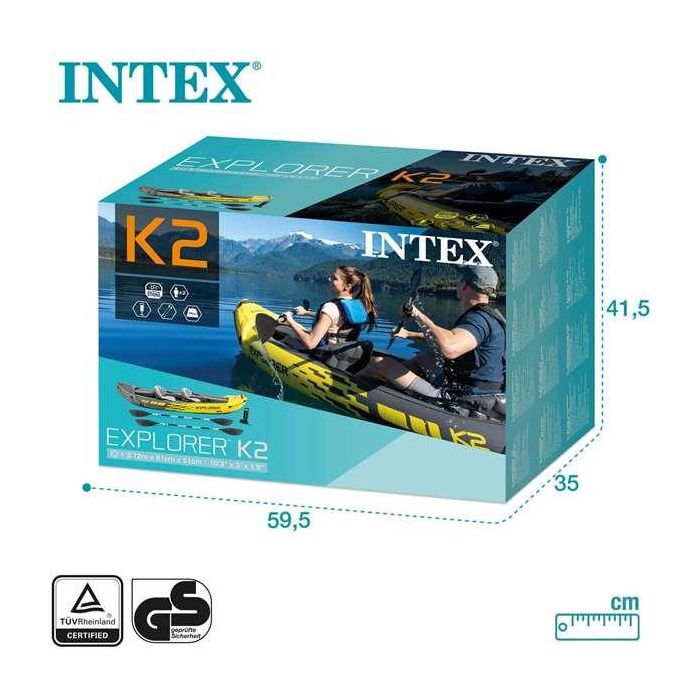 Kayak para 2 personas con remos con mango de aluminio + bomba de hinchado Explorer K2 312X91X51 cm 4