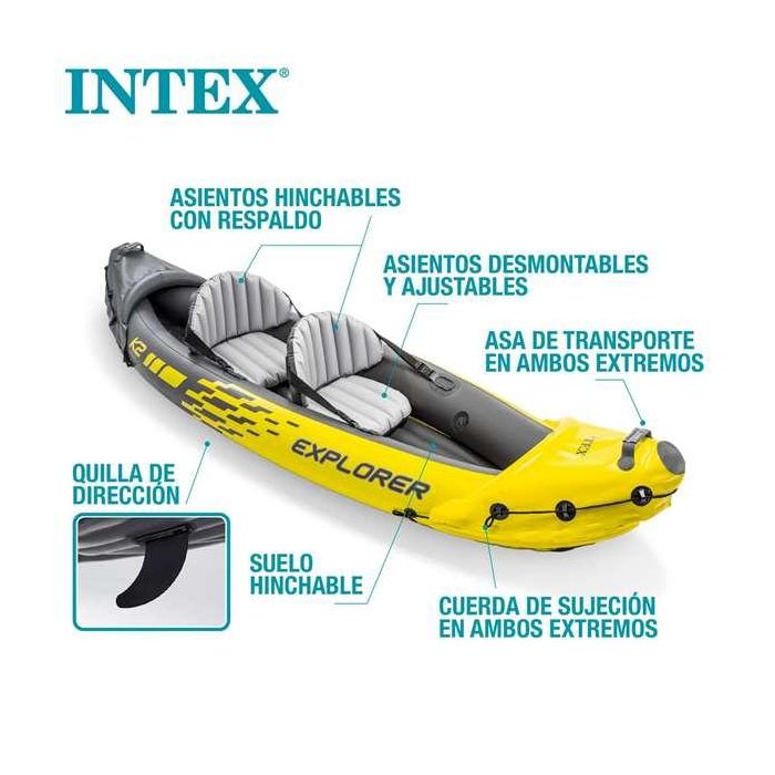 Kayak para 2 personas con remos con mango de aluminio + bomba de hinchado Explorer K2 312X91X51 cm 5