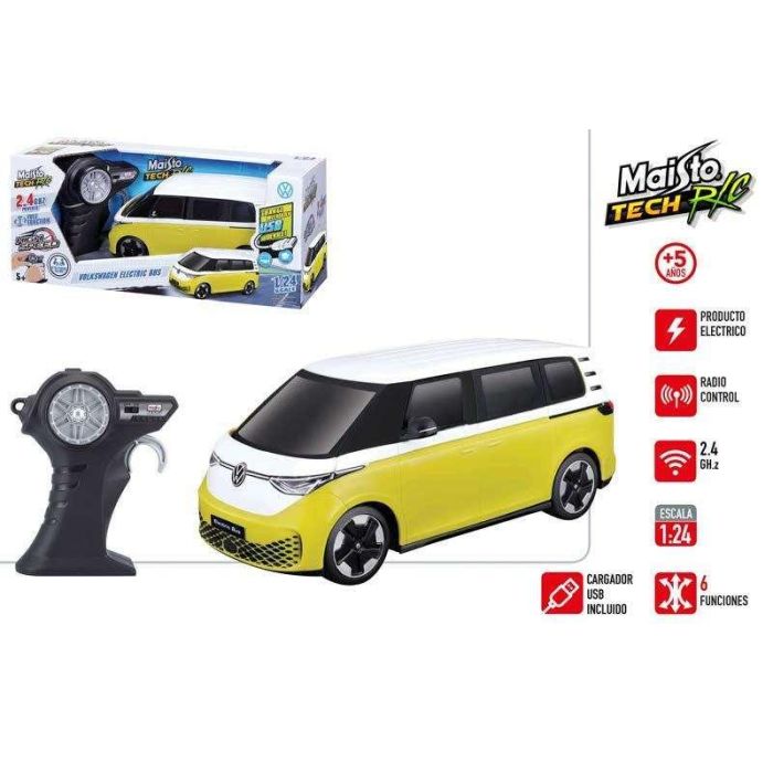 Coche radio control volkswagen electric bus 2.4 ghz escala 1:24. incluye cargador usb.