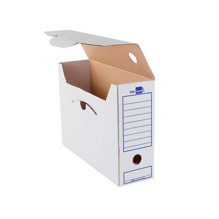 Caja Archivo Definitivo Liderpapel Folio Prolongado Carton Reciclado 340 gr-M2 Lomo 116 mm Blanco 388x116x275 mm 10 unidades 6