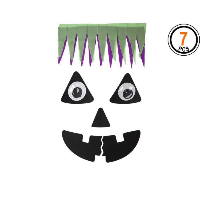 Set Decorativo De Puerta Calabaza Halloween 7 Piezas Con Flecos - Decoración Temática 1 Set Decorativo De Puerta Calabaza Halloween 7 Piezas Con Flecos - Decoración Temática 1