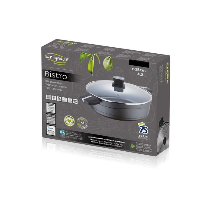 San Ignacio Olla baja Bistro grey aluminio fundido Ø28x8 cm, apta inducción, vitrocerámica y gas, referencia SG-6427 1 San Ignacio Olla baja Bistro grey aluminio fundido Ø28x8 cm, apta inducción, vitrocerámica y gas, referencia SG-6427 1