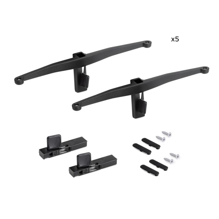 Emuca Lote de soportes para 5 estantes de madera para la estructura Zero, tableros no incluidos, Zamak, Pintado color negro texturizado 5 Emuca Lote de soportes para 5 estantes de madera para la estructura Zero, tableros no incluidos, Zamak, Pintado color negro texturizado 5