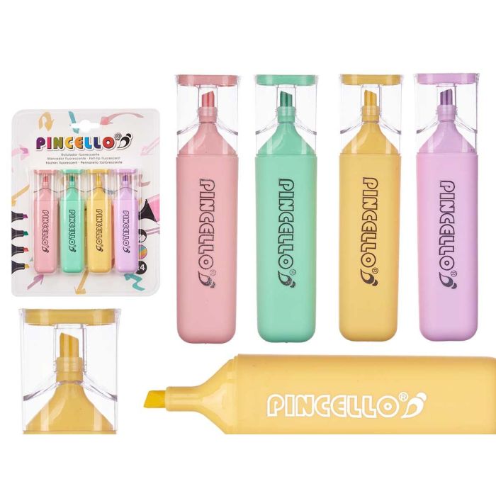 Set 4 Fluorescentes Grandes Pastel Pincello - 16x20.5x1.8 cm, Colores: Amarillo, Menta, Rosa, Violeta (24 Unidades) Set 4 Fluorescentes Grandes Pastel Pincello - 16x20.5x1.8 cm, Colores: Amarillo, Menta, Rosa, Violeta (24 Unidades)