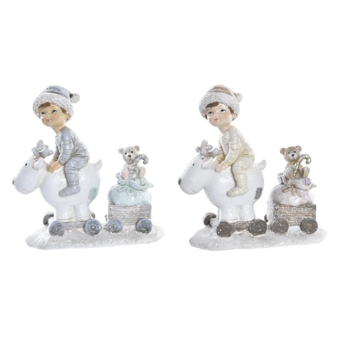 Figura Navidad Moderna DKD Home Decor Blanco Gris 6 x 13.5 x 13 cm (2 Unidades)