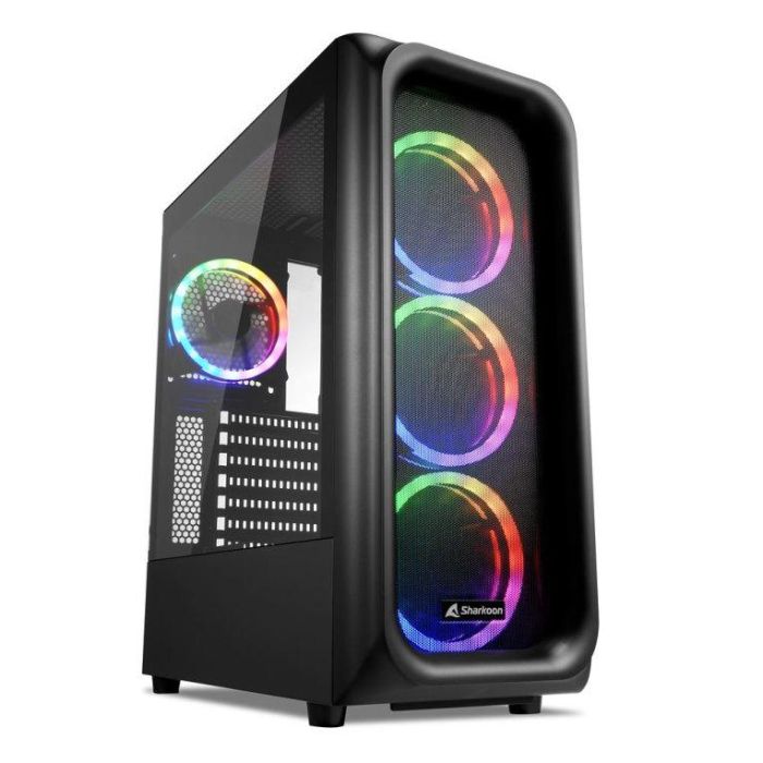 SHARKOON TK5M RGB ATX Caja de PC de Escritorio Negra con Panel Frontal de Malla y 4 Ventiladores RGB Preinstalados, Cristal Templado y USB Tipo C 0 SHARKOON TK5M RGB ATX Caja de PC de Escritorio Negra con Panel Frontal de Malla y 4 Ventiladores RGB Preinstalados, Cristal Templado y USB Tipo C 0