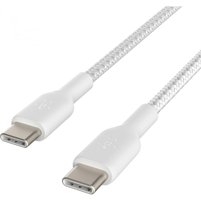 Belkin CAB004BT1MWH2PK Cable Trenzado USB-C a USB-C 2.0, 1m, Blanco, 480Mbps, Carga Rápida 60W, Doble Pack 5 Belkin CAB004BT1MWH2PK Cable Trenzado USB-C a USB-C 2.0, 1m, Blanco, 480Mbps, Carga Rápida 60W, Doble Pack 5