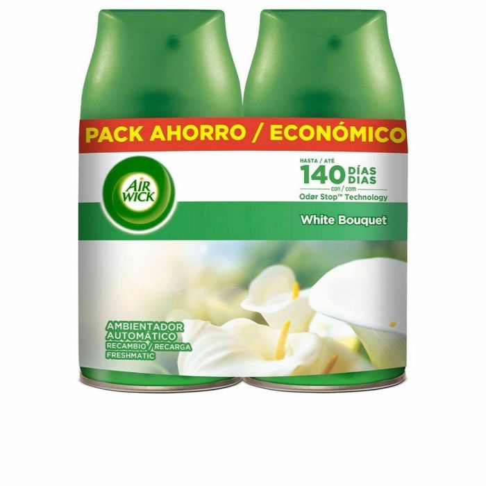 Air-Wick FRESHMATIC Recambio Ambientador Automático Odor Stop, Fragancia White Bouquet Flores y Rosas Blancas, Larga Duración 70 Días, 2 x 250ml Air-Wick FRESHMATIC Recambio Ambientador Automático Odor Stop, Fragancia White Bouquet Flores y Rosas Blancas, Larga Duración 70 Días, 2 x 250ml