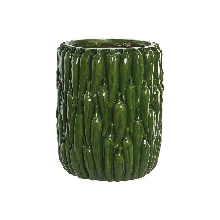 DKD Home Decor Jarrón Urban de Magnesia Verde 25 x 30 x 25 cm (2 Unidades)