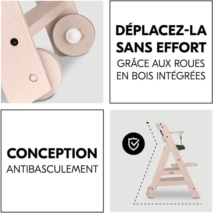 Hauck Trona Evolutiva Beta+ Madera FSC Arnés 5 Puntos Ruedas De 6 Meses a 90 kg HAU1715730458756 Blanca 5