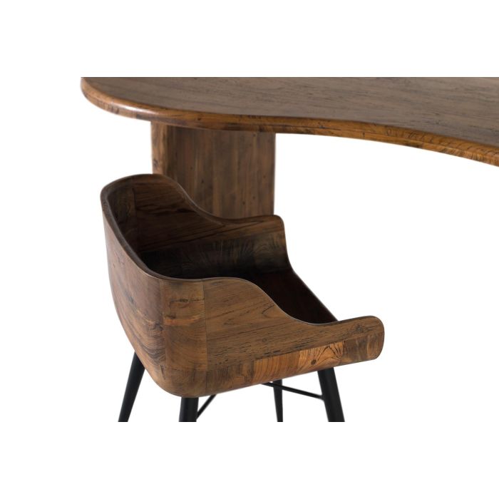 Giner y Colomer Silla de Teca y Hierro Negro, Asiento Ergonómico, 40x32cm, Nogal 1