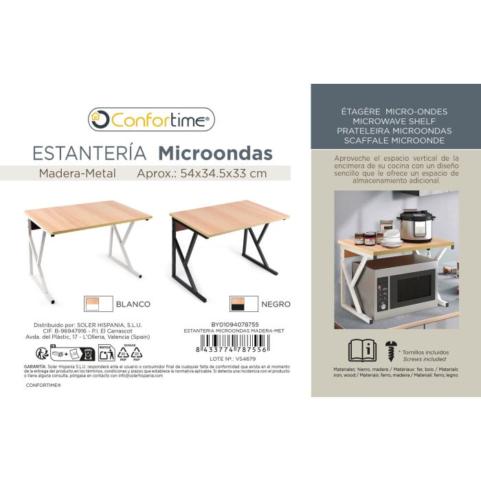 Inde Estantería Microondas Madera-Met 5,8 cm (Alto) x 36,6 cm (Ancho) x 57,1 cm (Largo) 10