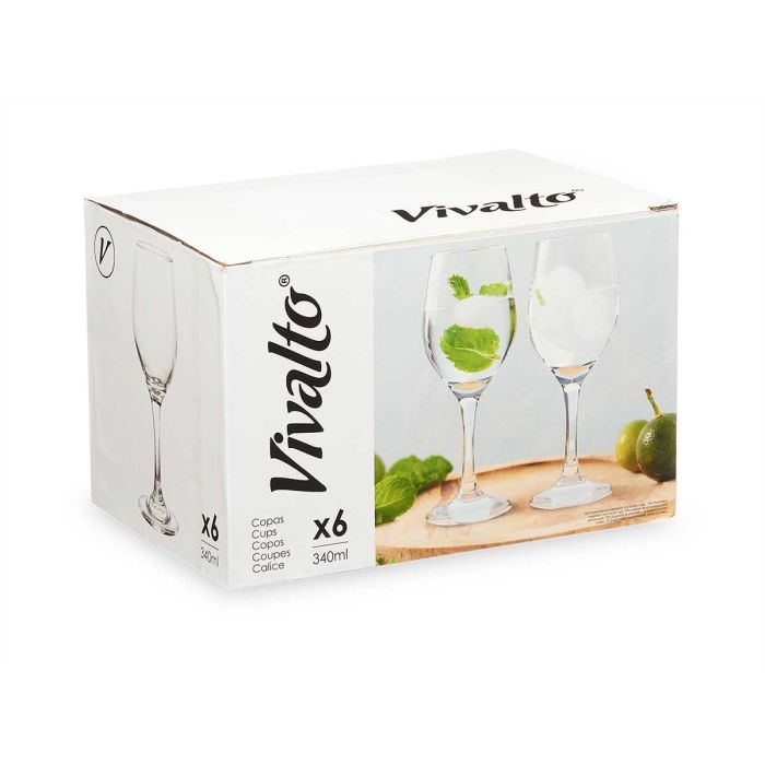 Copa de Agua Vivalto 340 ml - Vidrio Transparente 8x20x8 cm (24 Unidades) 2