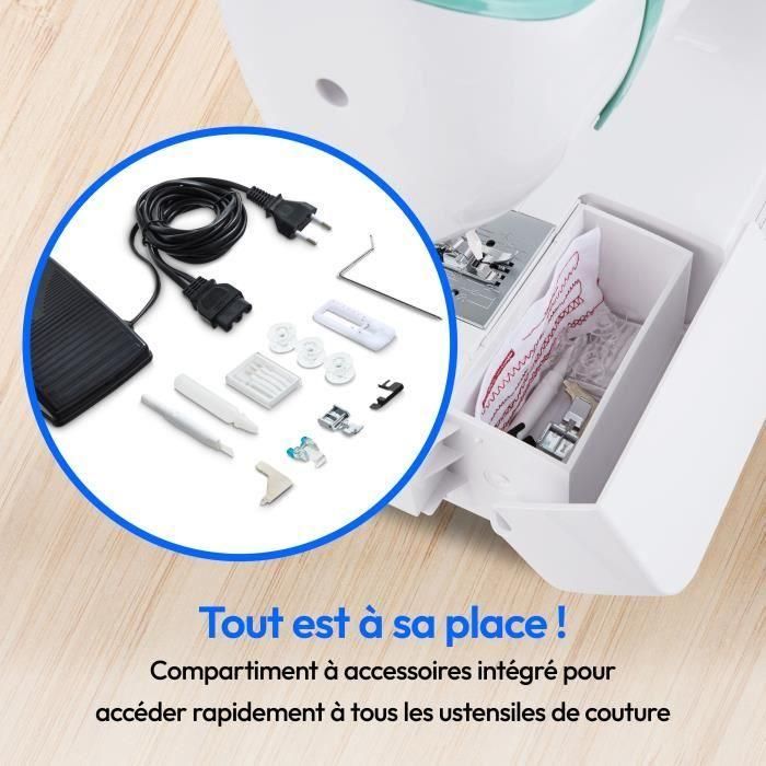 Medion MED4061275230901 Máquina de coser SM 60, 62W de potencia, 24 tipos de puntadas y puntadas dobles, 700 rpm, luz LED, color Turquesa 5 Medion MED4061275230901 Máquina de coser SM 60, 62W de potencia, 24 tipos de puntadas y puntadas dobles, 700 rpm, luz LED, color Turquesa 5