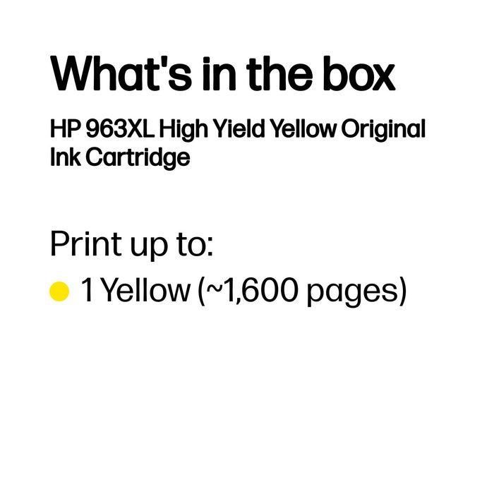HP 963 XL Tinta Original Amarilla, 1600 páginas, para OfficeJet Pro 9010, 9020, 9022, 9023, 9025 2