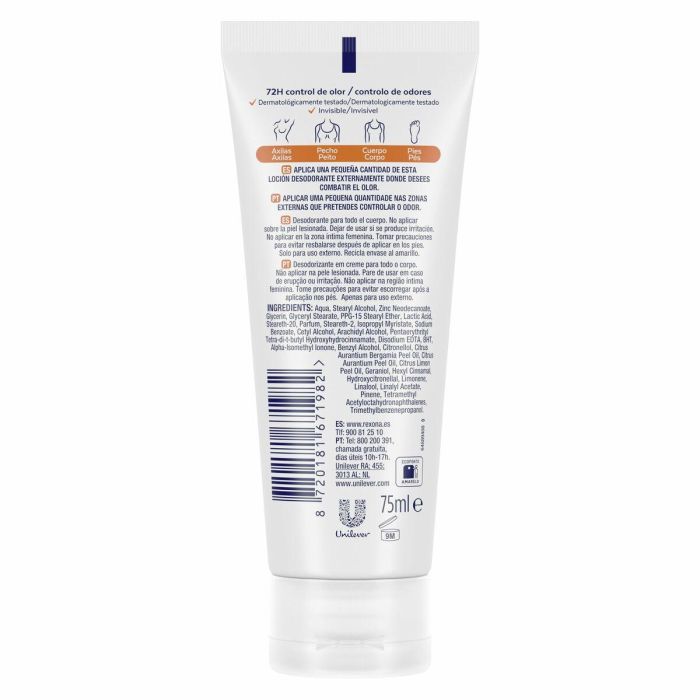 Rexona Desodorante Crema Unisex Fresh Citrus 75 ml - Protección Corporal 72h Sin Aluminio para Axilas, Cuello y Pies 2 Rexona Desodorante Crema Unisex Fresh Citrus 75 ml - Protección Corporal 72h Sin Aluminio para Axilas, Cuello y Pies 2