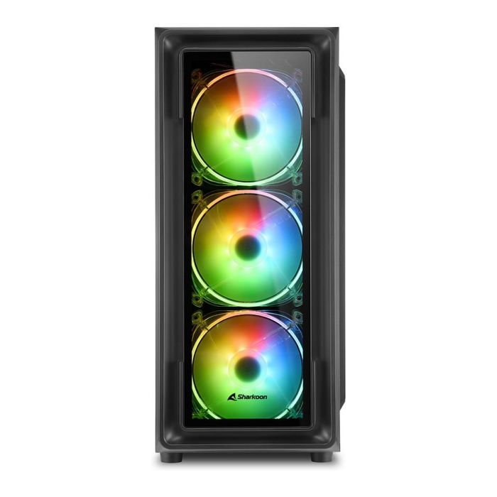SHARKOON Midi Tower TK4 RGB Negro con Iluminación RGB para PC Gaming ATX, mATX, Mini-ITX y Ventana Lateral